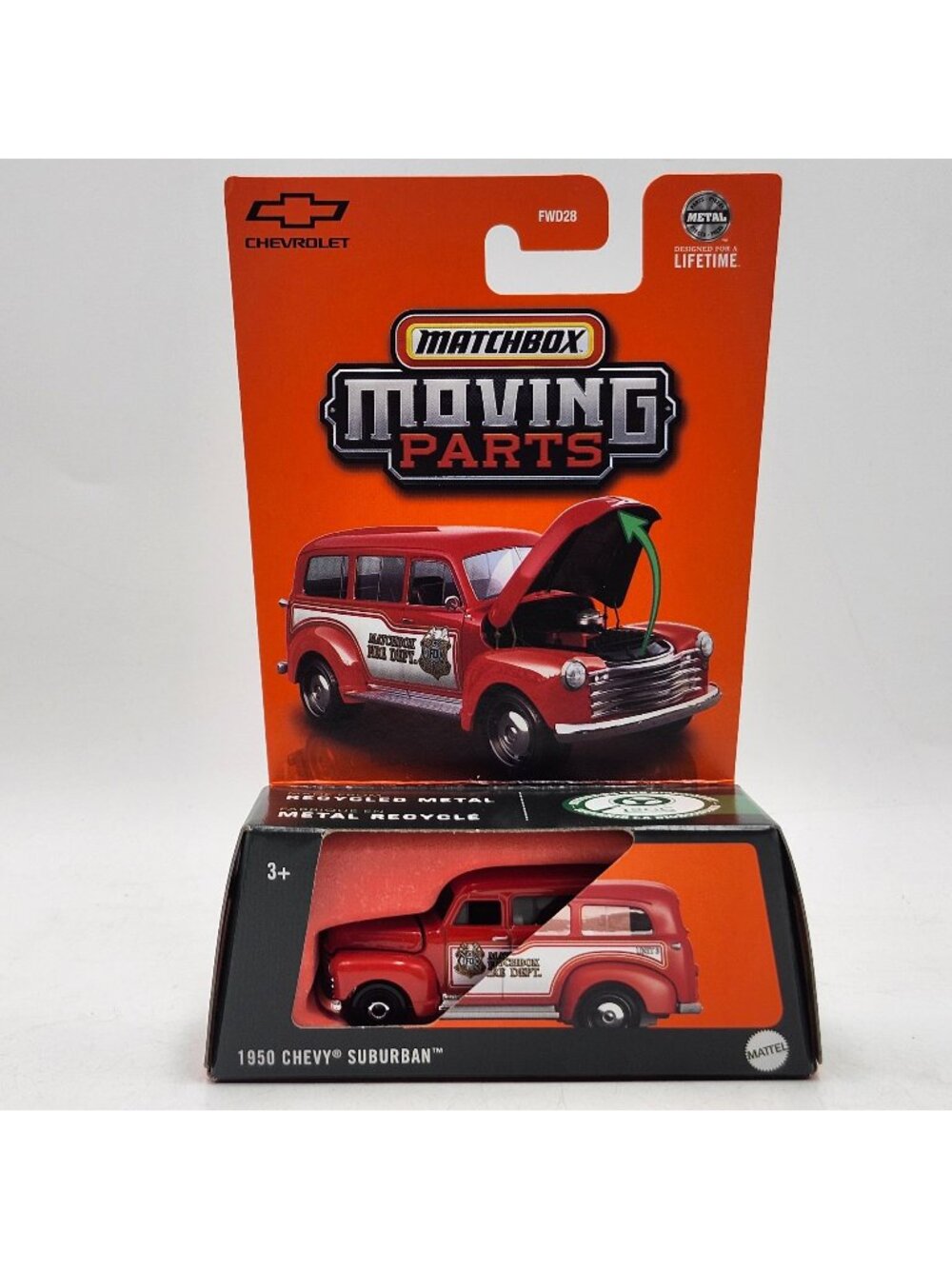 1950 Chevy Suburban Matchbox Moving Parts Die-Cast Car Red